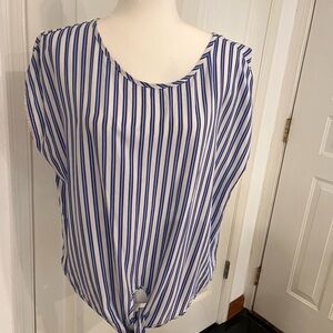 Grand greene Navy and White Striped Women's Blouse size XL